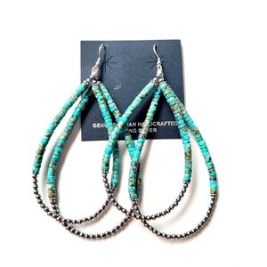 Turquoise and Navajo Pearl Earrings Native American Handmade